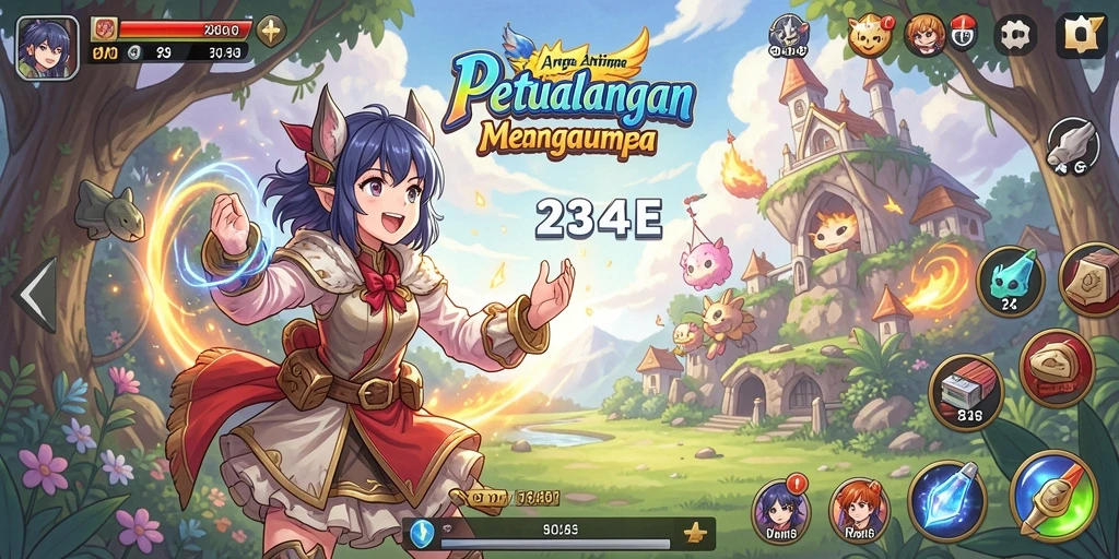 Screenshot gameplay 234E menampilkan aksi seru karakter anime.