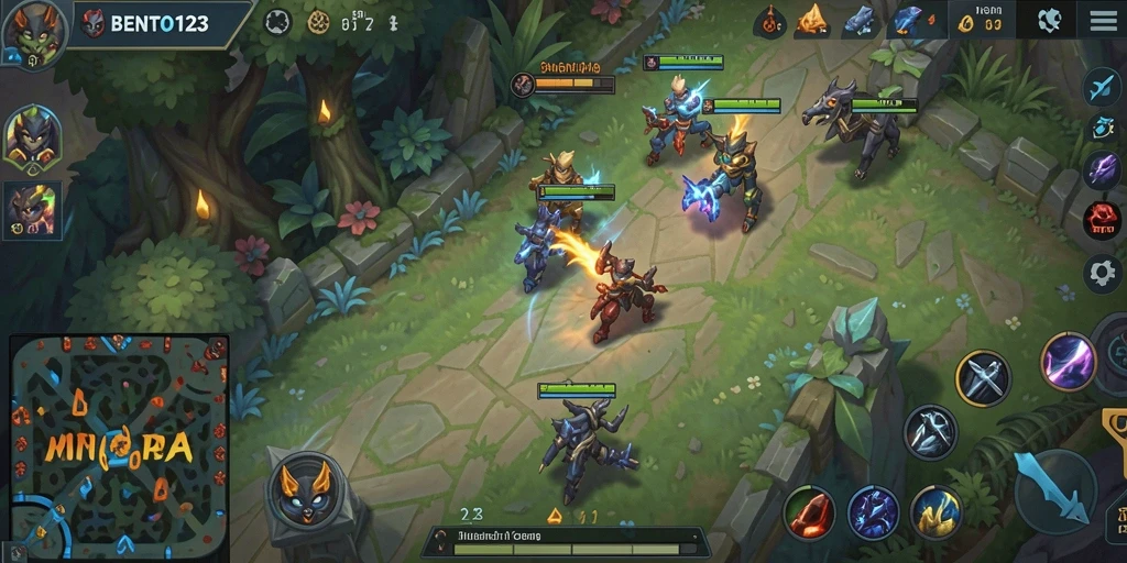 Gameplay MOBA BENTO123 yang menarik dan dinamis.