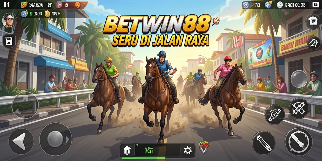 Tangkapan layar menampilkan aksi balapan seru dalam BETWIN88.