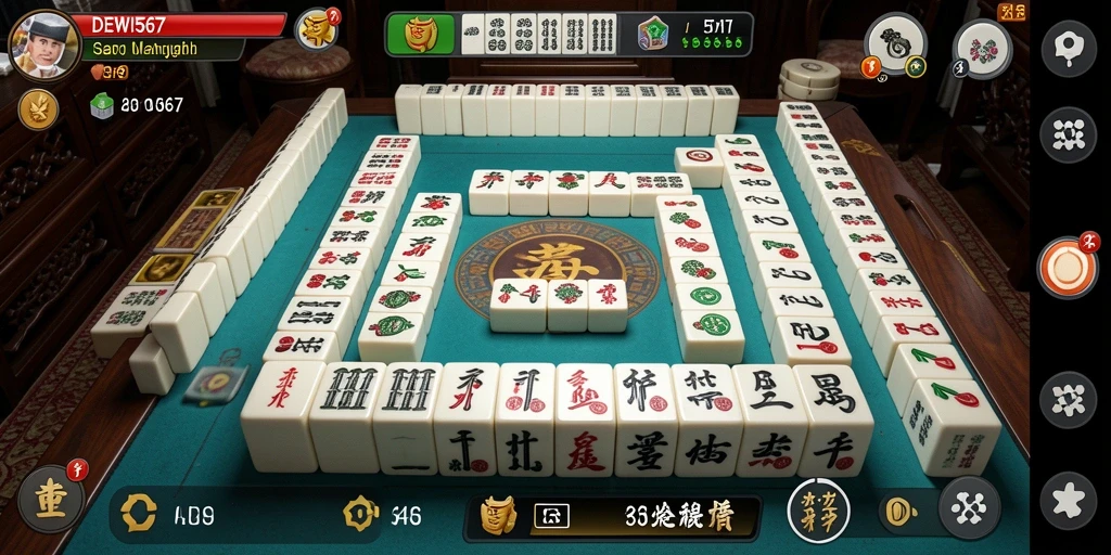 Tampilan gameplay <strong>DEWI567</strong> yang menarik dengan ubin Mahjong berwarna-warni.