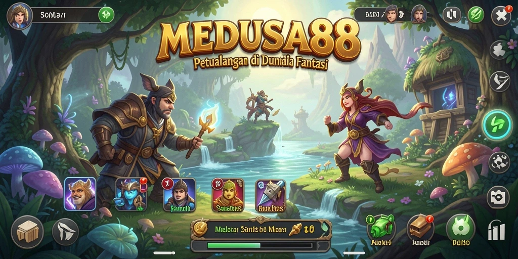 Tampilan gameplay <strong>MEDUSA88</strong> menampilkan petualangan seru di dunia fantasi.