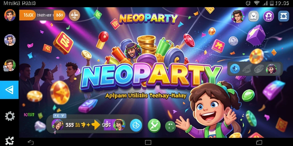 Tampilan utama aplikasi NEOPARTY yang memudahkan navigasi.