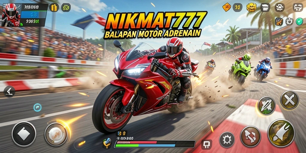 Tampilan balapan seru di NIKMAT777 dengan motor yang cepat.