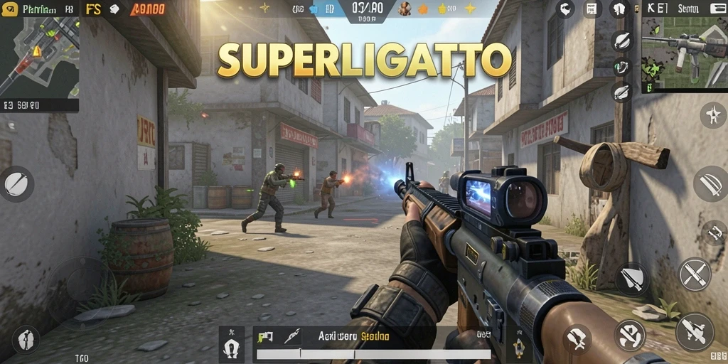 Tampilan gameplay SUPERLIGATOTO yang mendebarkan dan seru.