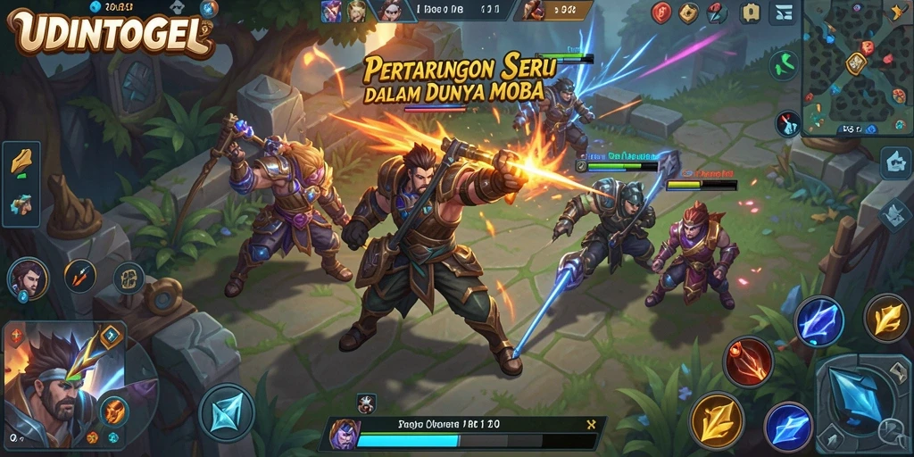 Tampilan menarik dari gameplay seru MOBA UDINTOGEL.