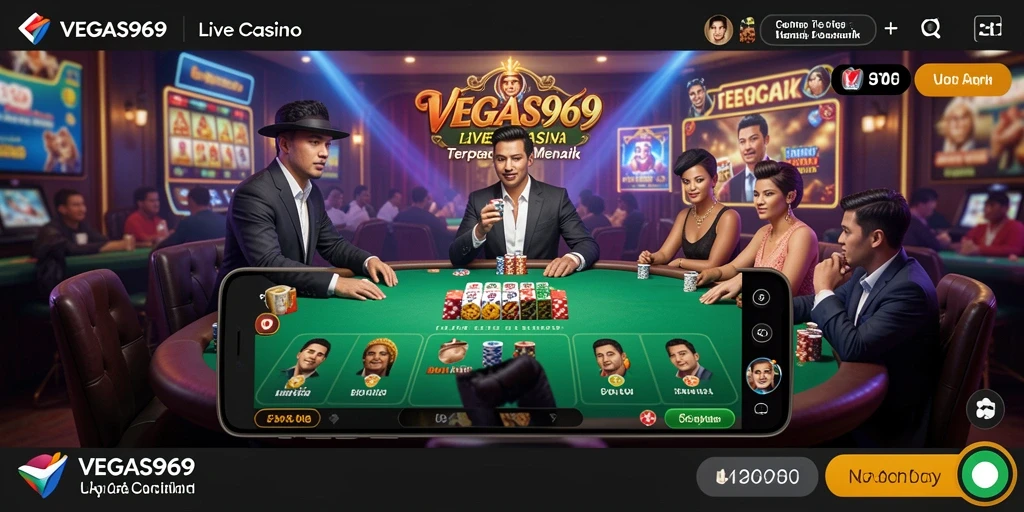 Tampilan gameplay langsung di aplikasi VEGAS969 dengan dealer profesional.