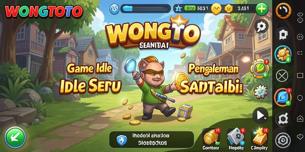 Gambaran gameplay WONGTOTO menunjukkan aksi karakter yang menarik dan santai.